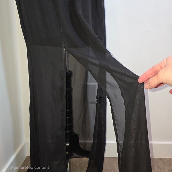 Vintage 90s Y2K Charlotte Russe Babydoll Maxi Dress Whimsical Prom Black Size XS - Picture 4 of 8